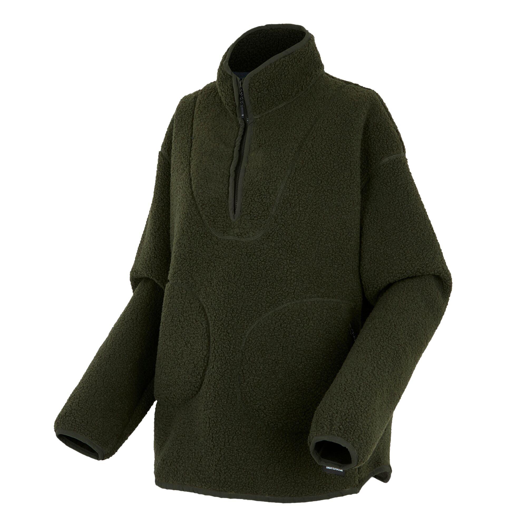 Womens/Ladies Frankie Borg Quarter Zip Fleece Top (Dark Khaki) 3/5