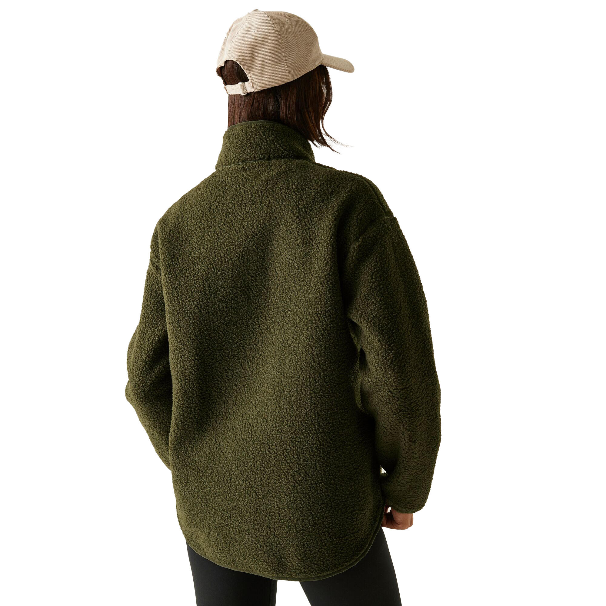 Womens/Ladies Frankie Borg Quarter Zip Fleece Top (Dark Khaki) 4/5