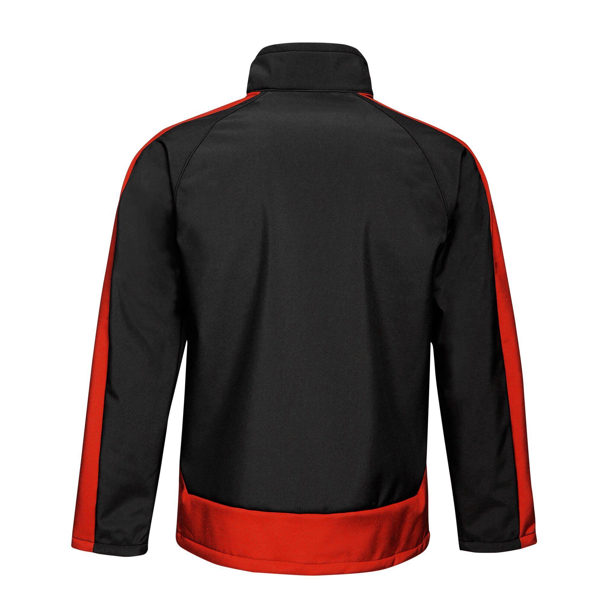 Mens Contrast 3 Layer Soft Shell Jacket (Jet Black/Orient Red) 2/5