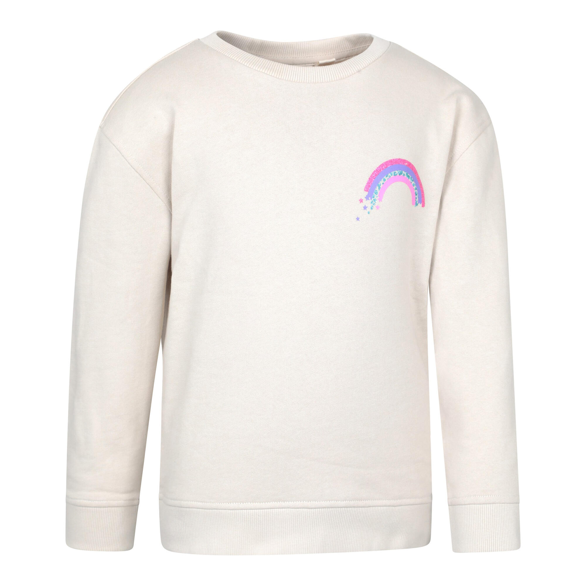 Sweatshirt Rundhalsausschnitt für Kinder Cremefarbe 3/4