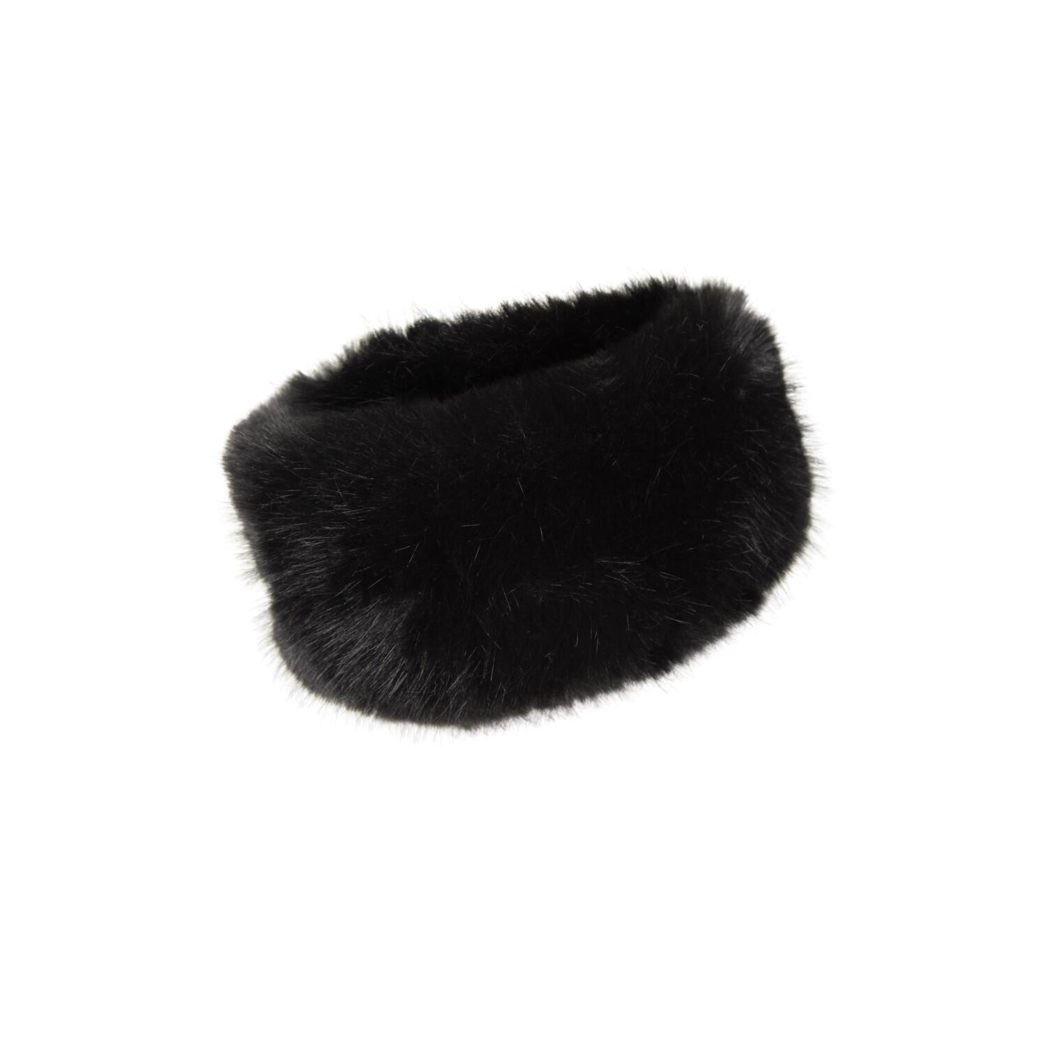 Womens/Ladies Faux Fur Thermal Headband (Black) 4/4