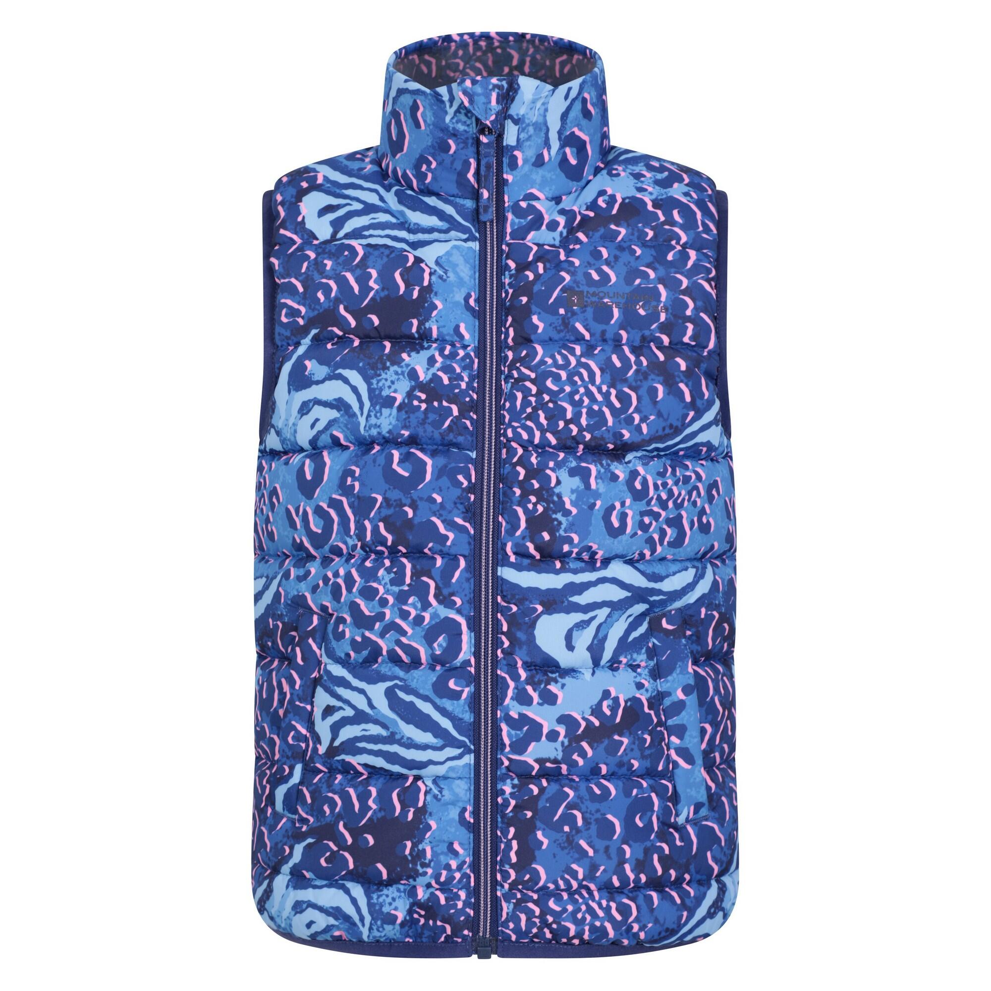MOUNTAIN WAREHOUSE Gilet Stampa Animale Imbottita Bambini Mountain Warehouse Rocko Viola