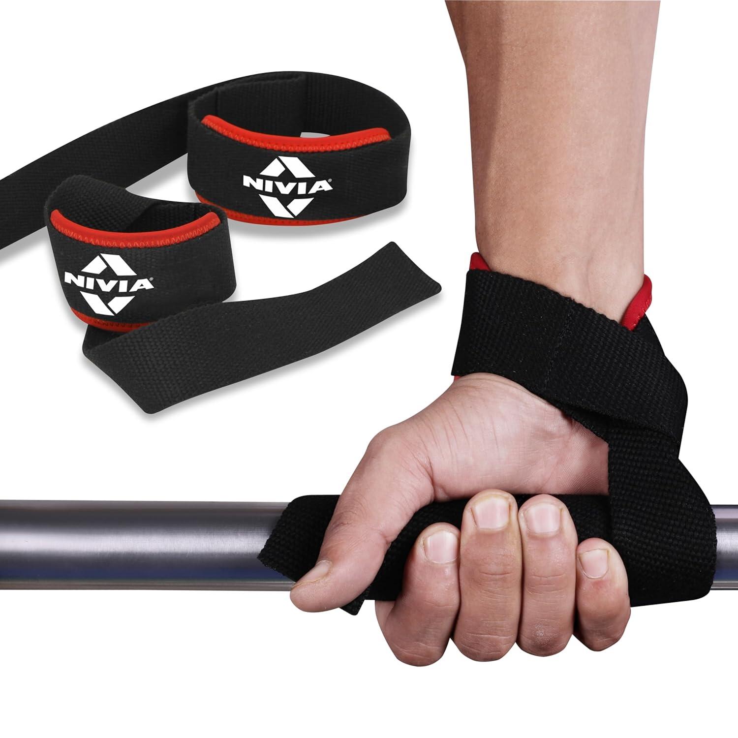 NIVIA Supporto Polso Sollevamento Pesi Nivia Nero/Rosso | Regolabile | Unisex