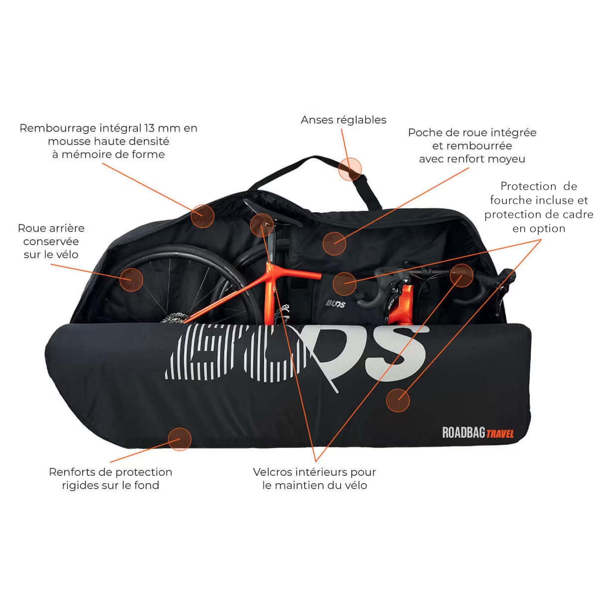 ROADBAG TRAVEL – sacca bici da corsa imbottita senza rimuovere la ruota. 2/7