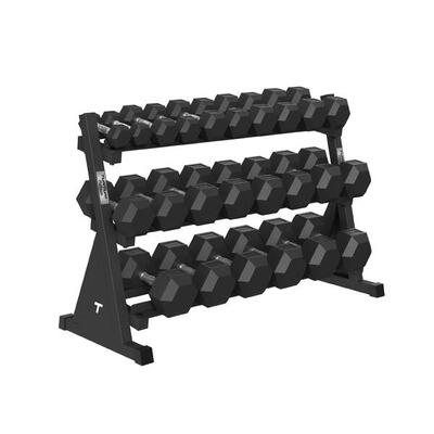 Platinum hexa rubber dumbbell sets incl rek - (12 sets - 2,5 t/m 30kg)