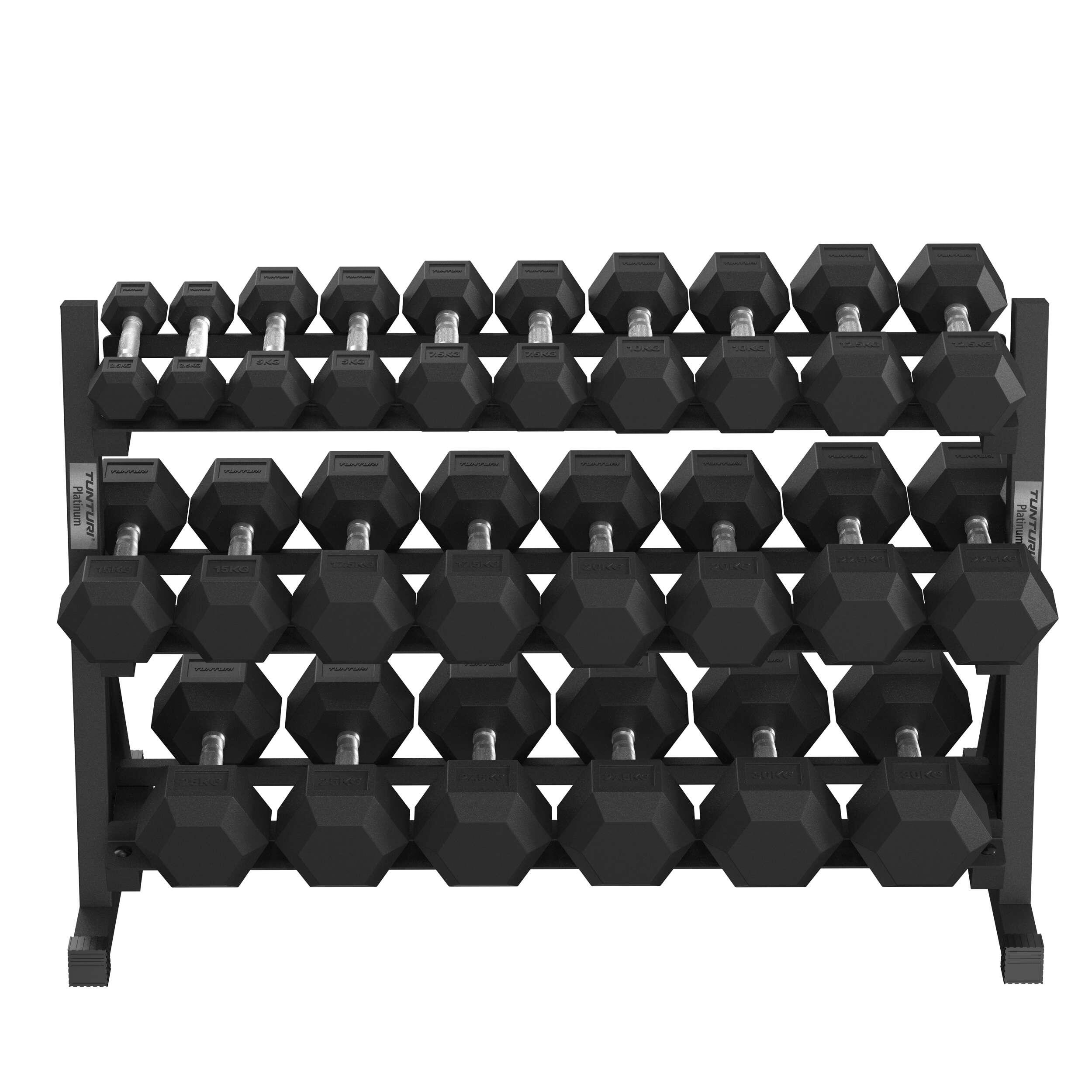 Platinum Hexa Supporto per Manubri in Gomma – Rastrelliera – Nero 6/7