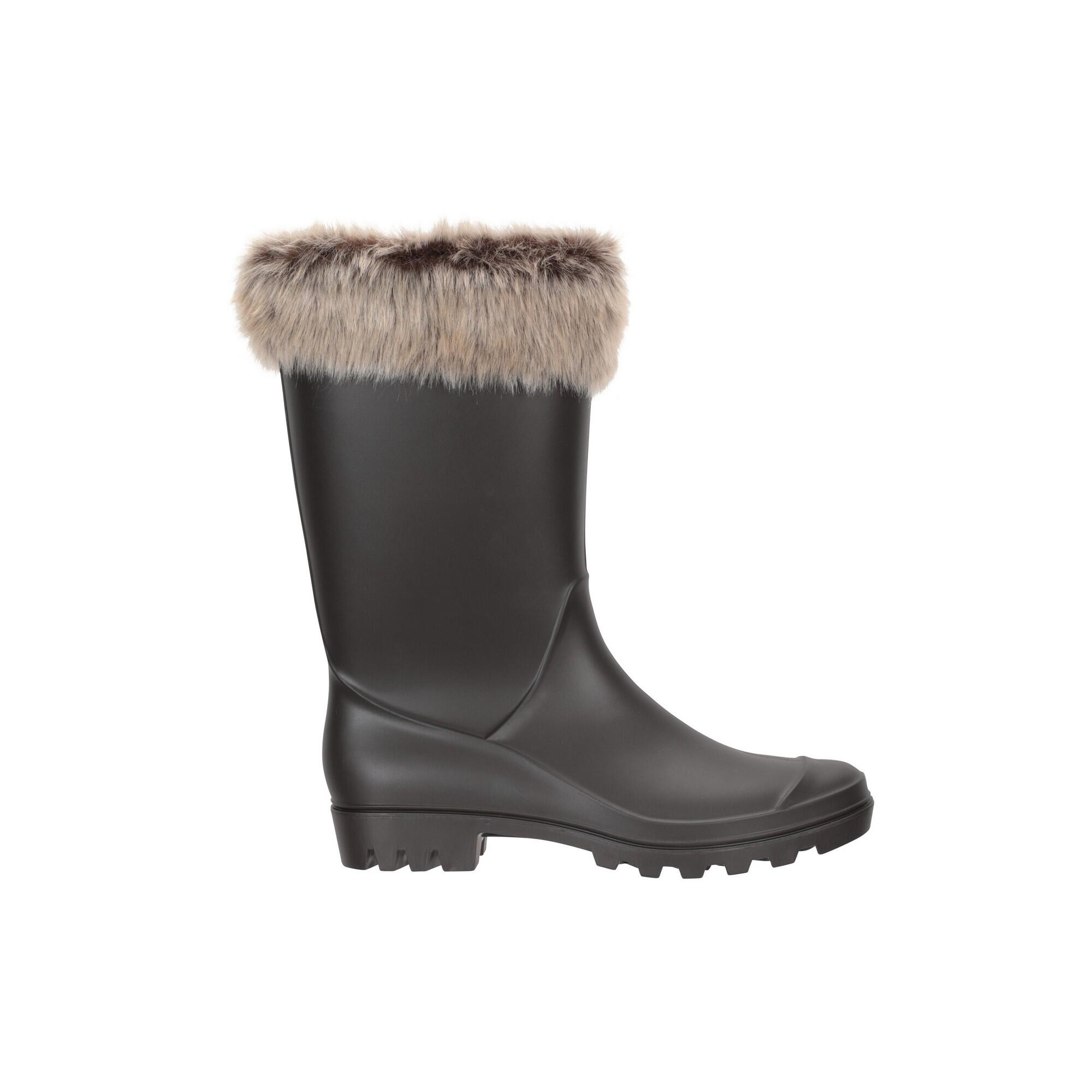 Womens/Ladies Faux Fur Lined Wellington Boots (Beige) 3/4