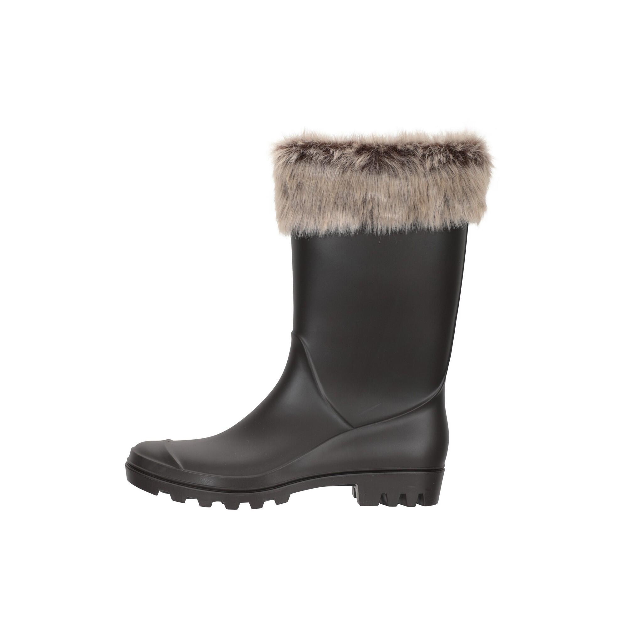 Womens/Ladies Faux Fur Lined Wellington Boots (Beige) 2/4