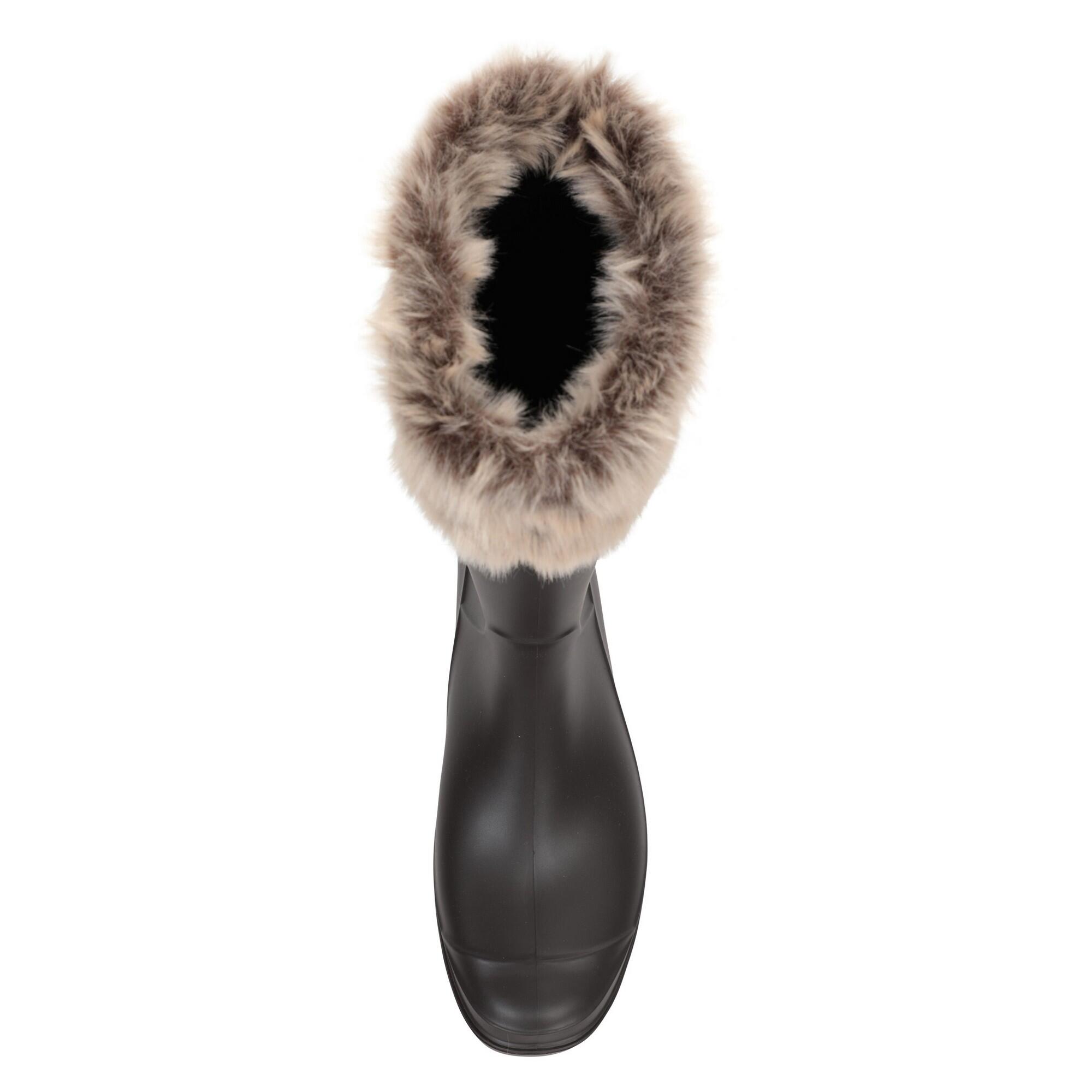 Womens/Ladies Faux Fur Lined Wellington Boots (Beige) 4/4