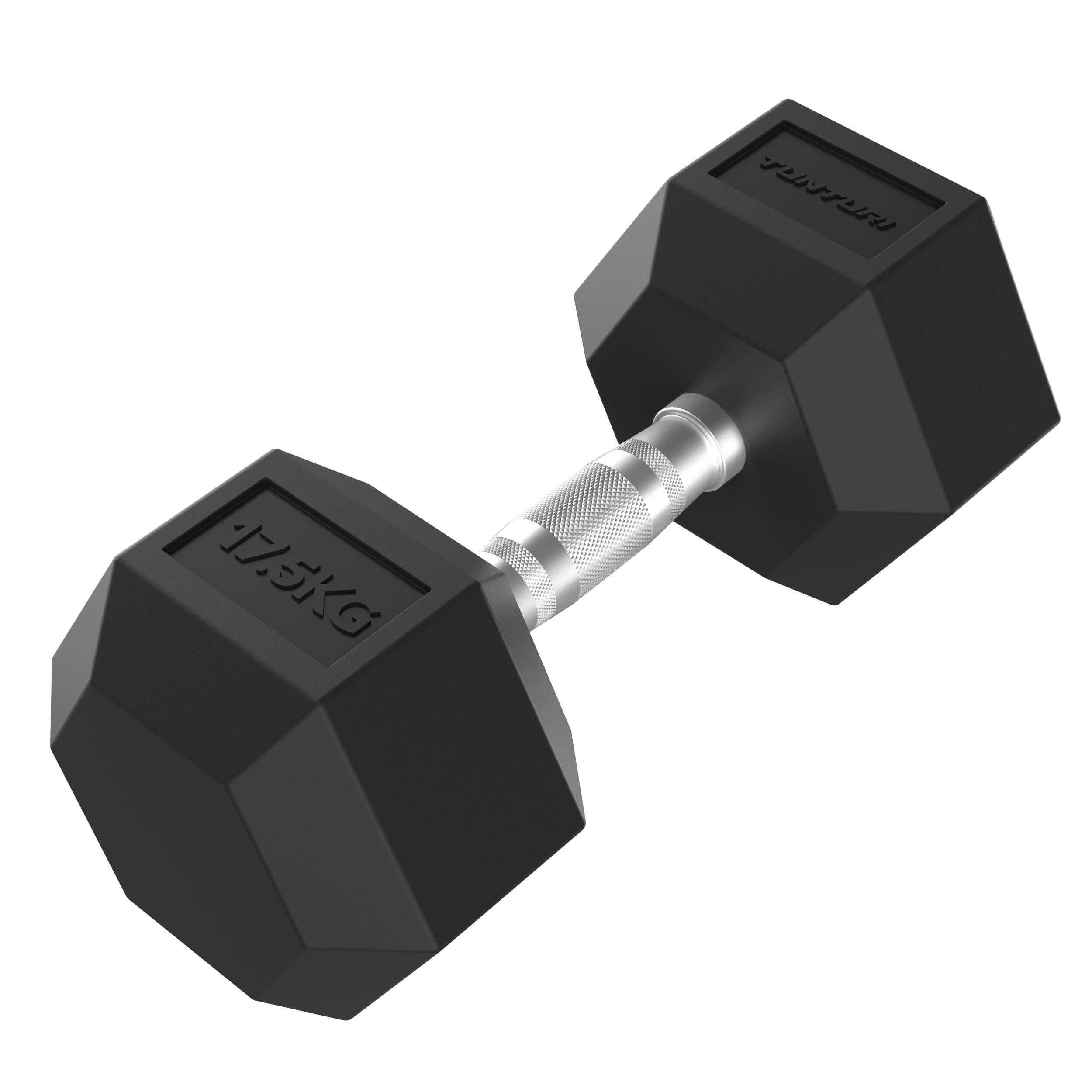 Tunturi - Platinum Hexa Haltère - Caoutchouc - 1x 17,5kg - Noir - Haltère - Noir - Taille Unique - Decathlon