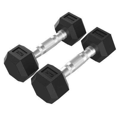 Platinum hexa dumbbell set - rubber - 2x 2kg - zwart