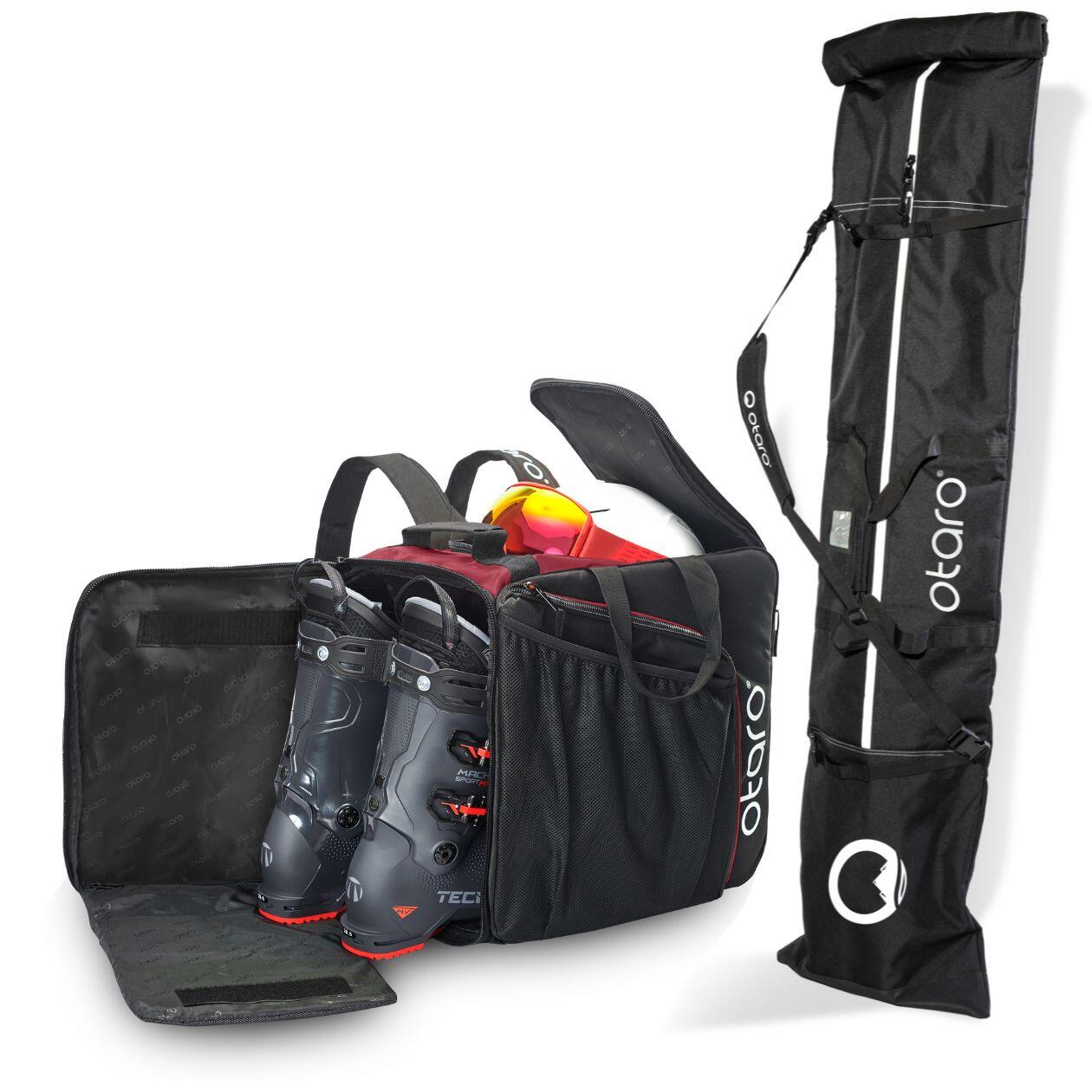 Otaro - Housse Ski Pour 1 Paires + Sac Chaussure Ski  (pro Set | 57 L & 84 L) - Bordeaux - Sac De Conservation - Blanc|noir|rouge - Decathlon