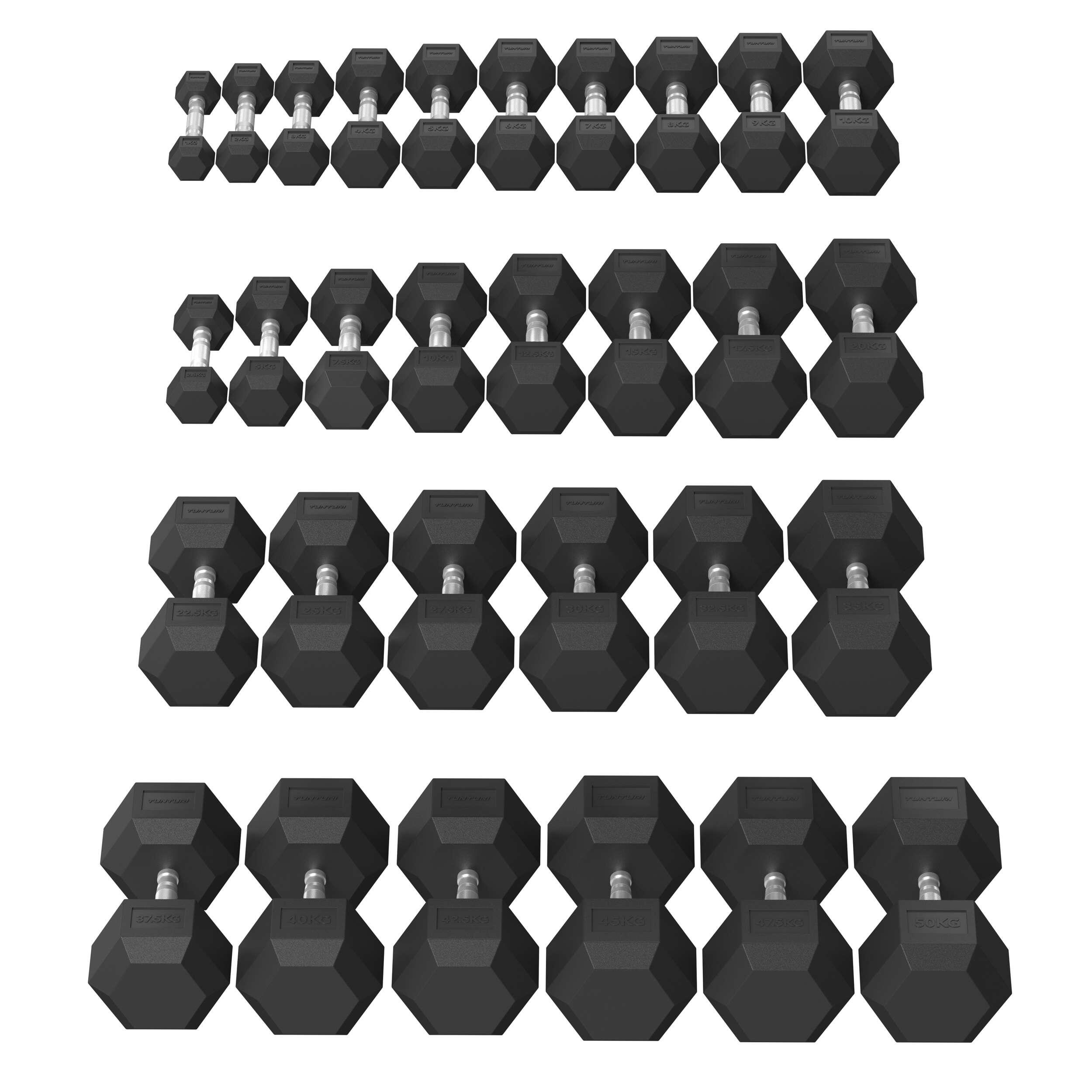 Platinum Hexa Haltère Set - Caoutchouc - 2x 1kg - Noir 7/7