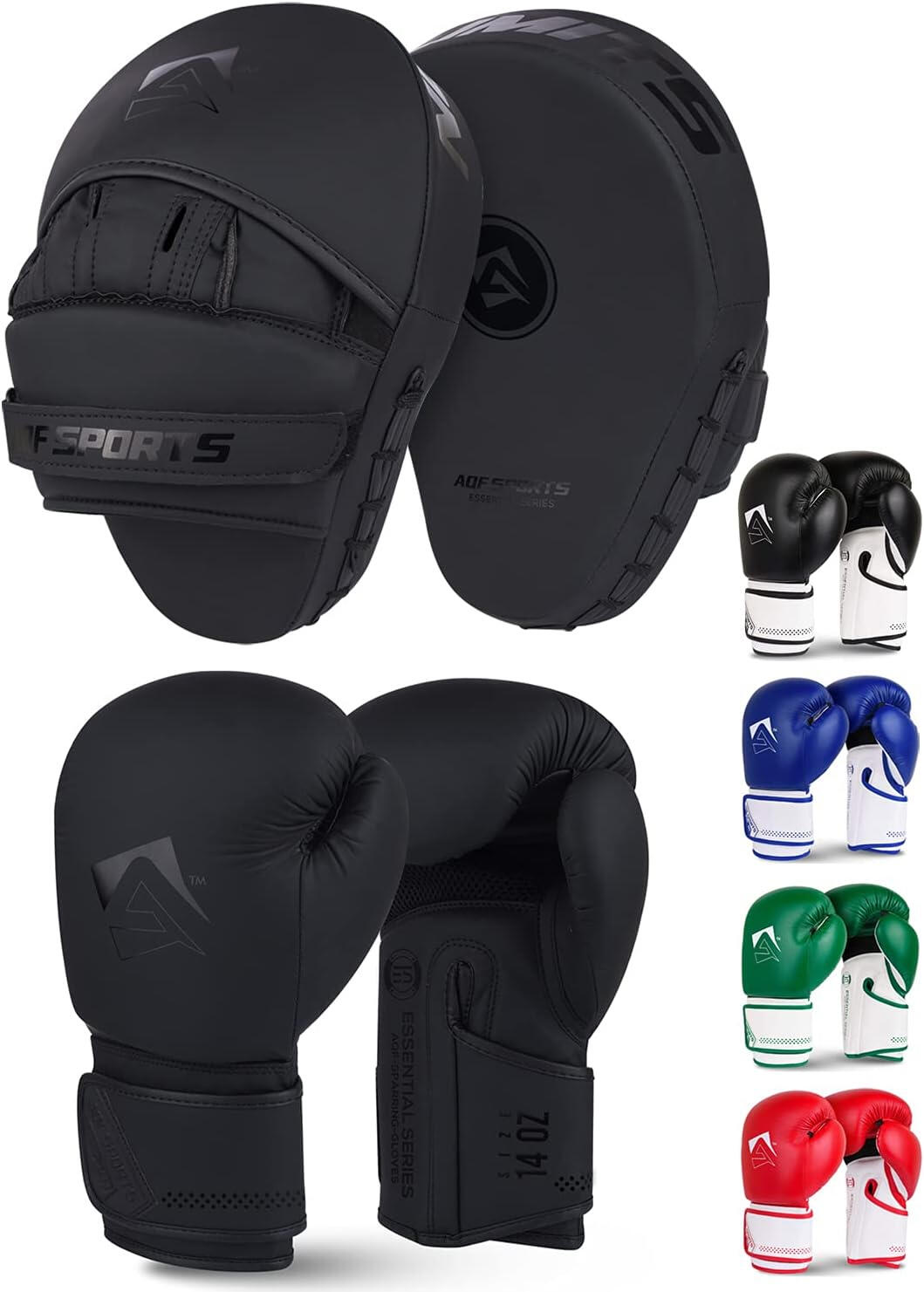 AQF Boxing Gloves Pads Set for MMA Muay Thai Kickboxing Focus