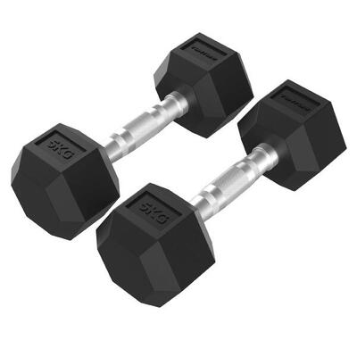 Platinum hexa dumbbell set - rubber - 2x 2kg - zwart