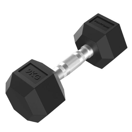 Platinum Hexa Dumbbell - Rubber - 1x 9kg - Zwart