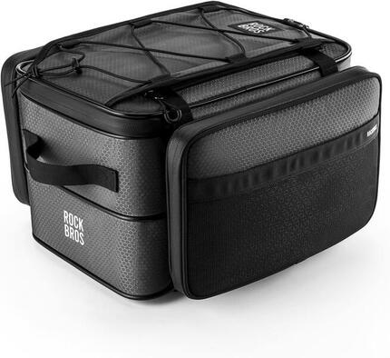 ROCKBROS Road to Sky Sacoche Vélo 15-30L Pliable pour Porte-Bagages Arrière Noir