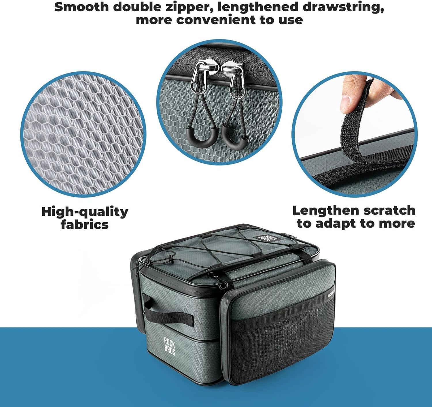 ROCKBROS Road to Sky Sacoche Vélo 15-30L Pliable pour Porte-Bagages Arrière Noir 6/6
