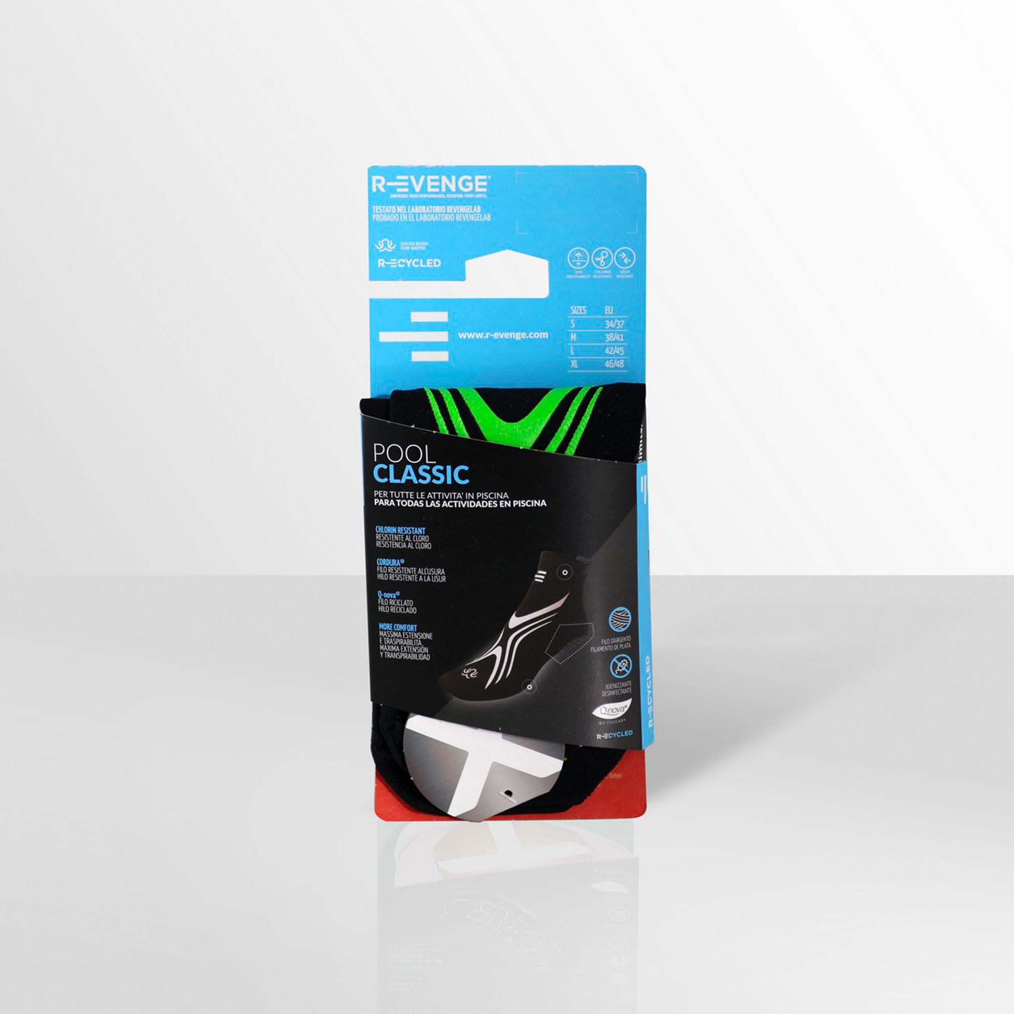 Chaussette Pool Classic Noir/Vert, idéale pour toutes les activités aquatiques 5/8