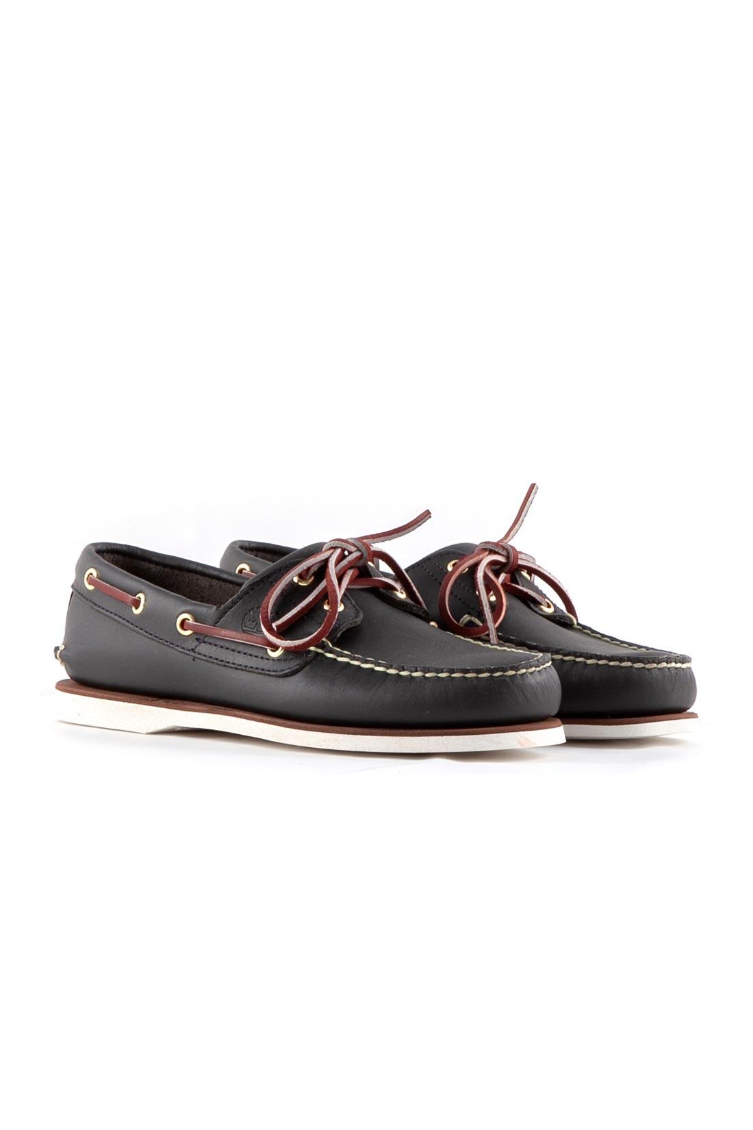 Scarpe da barca uomo 2-eye in pelle blu 3/7
