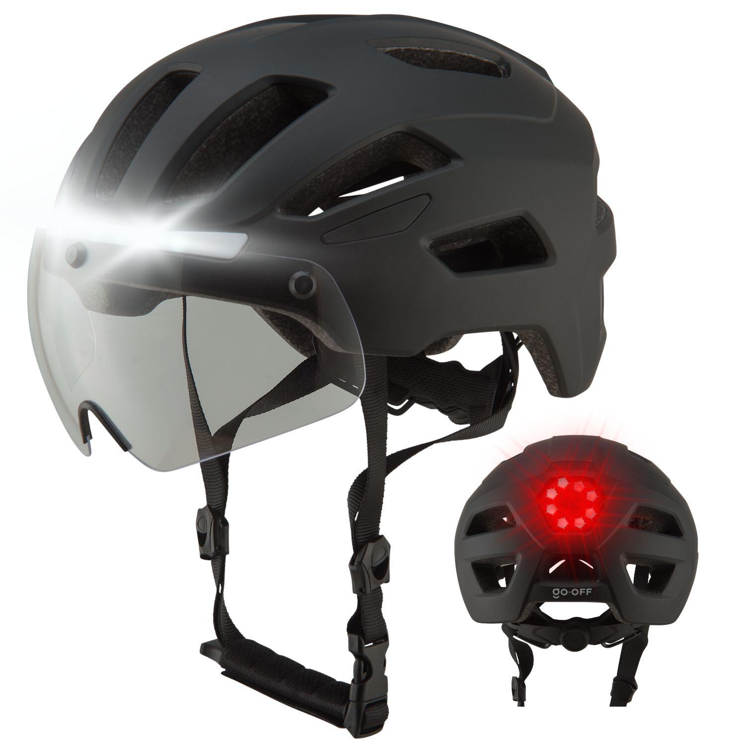 Go-off - Go-off Rider Noir – Éclairage Avant/arrière – Visière – Taille L - Casque - Gris|noir - L/59-61 Cm - Decathlon