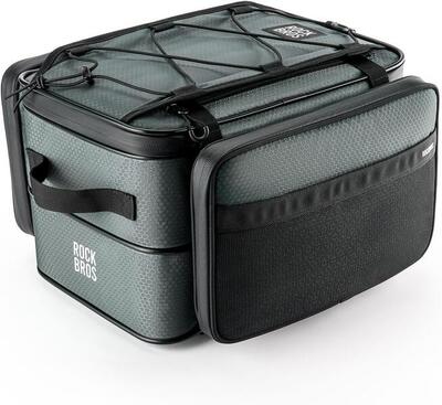 Rockbros road to sky 15-30l opvouwbare fietstas voor bagagedrager grijs