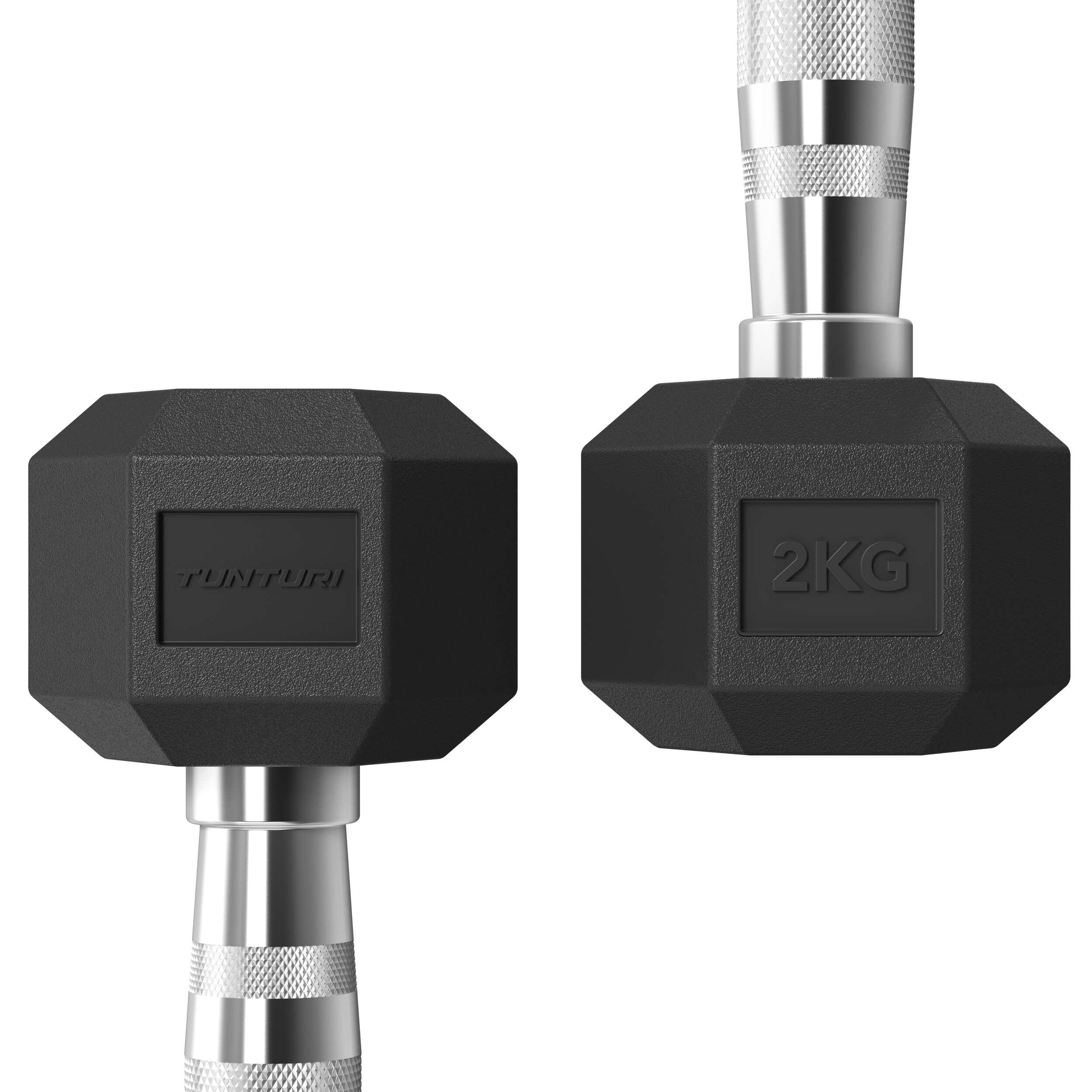 Set Manubri Esagonali Platinum - Gomma - 2x 2kg - Nero 3/7