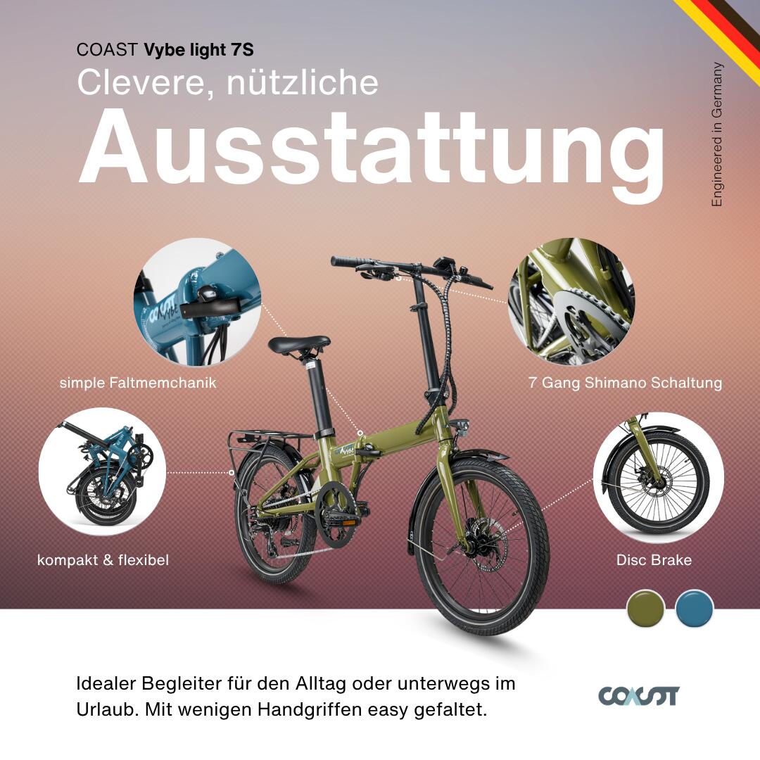 COAST VYBE light 7S | 20 polegadas | 7 velocidades | bicicleta dobrável-e 3/7