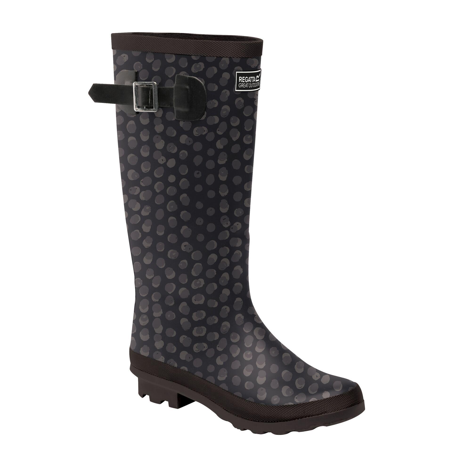 Womens/Ladies Ly Fairweather II Tall Durable Wellington Boots (Black Print) 2/4