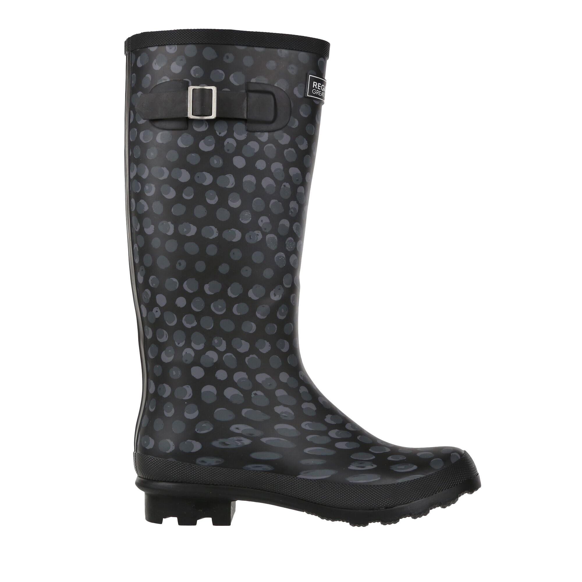 Womens/Ladies Ly Fairweather II Tall Durable Wellington Boots (Black Print) 1/4