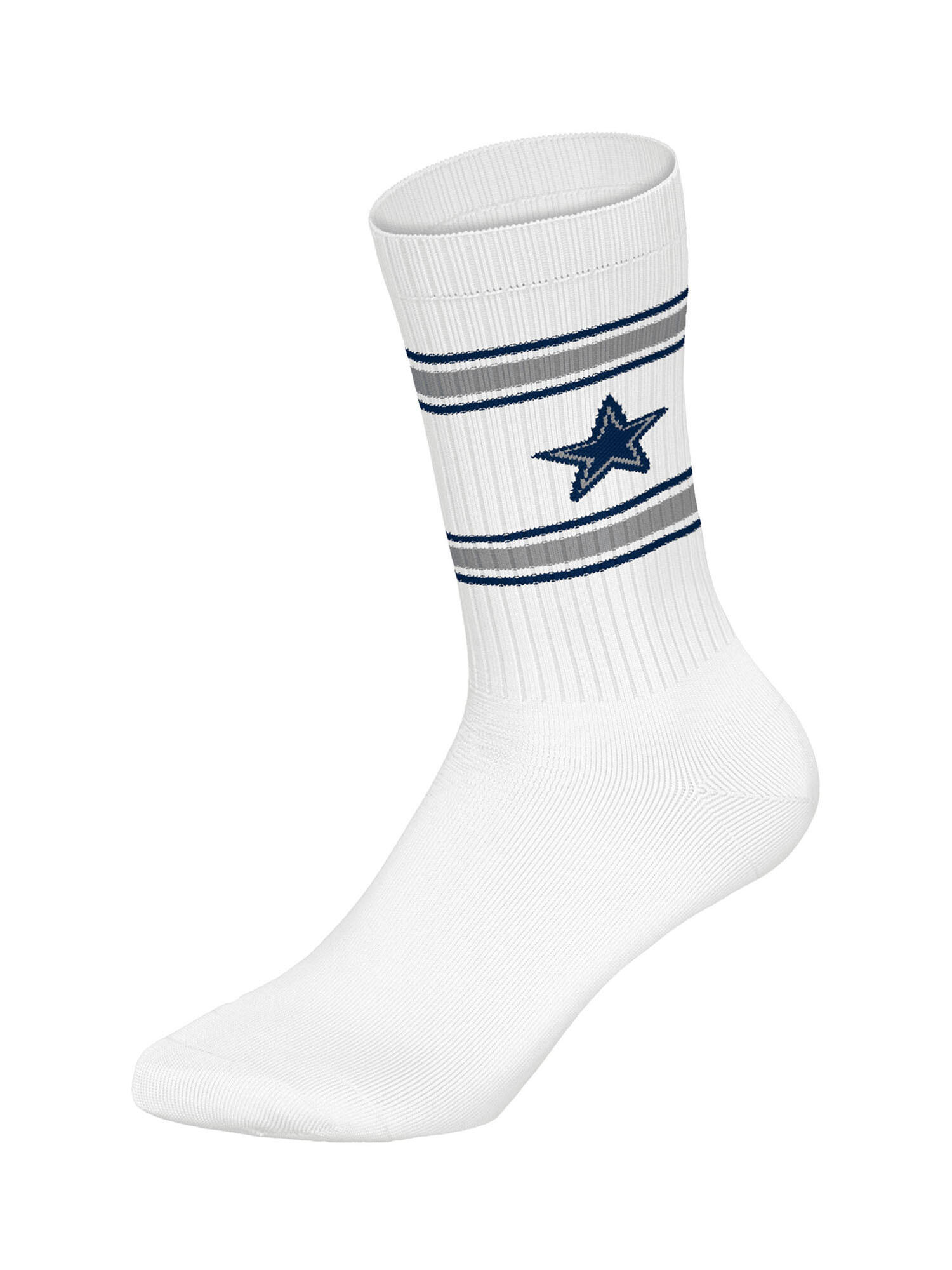 NFL Dallas Cowboys 3-Pack Soft Cotton Crew Socks | 35/38 White/Blue/Grey 4/4