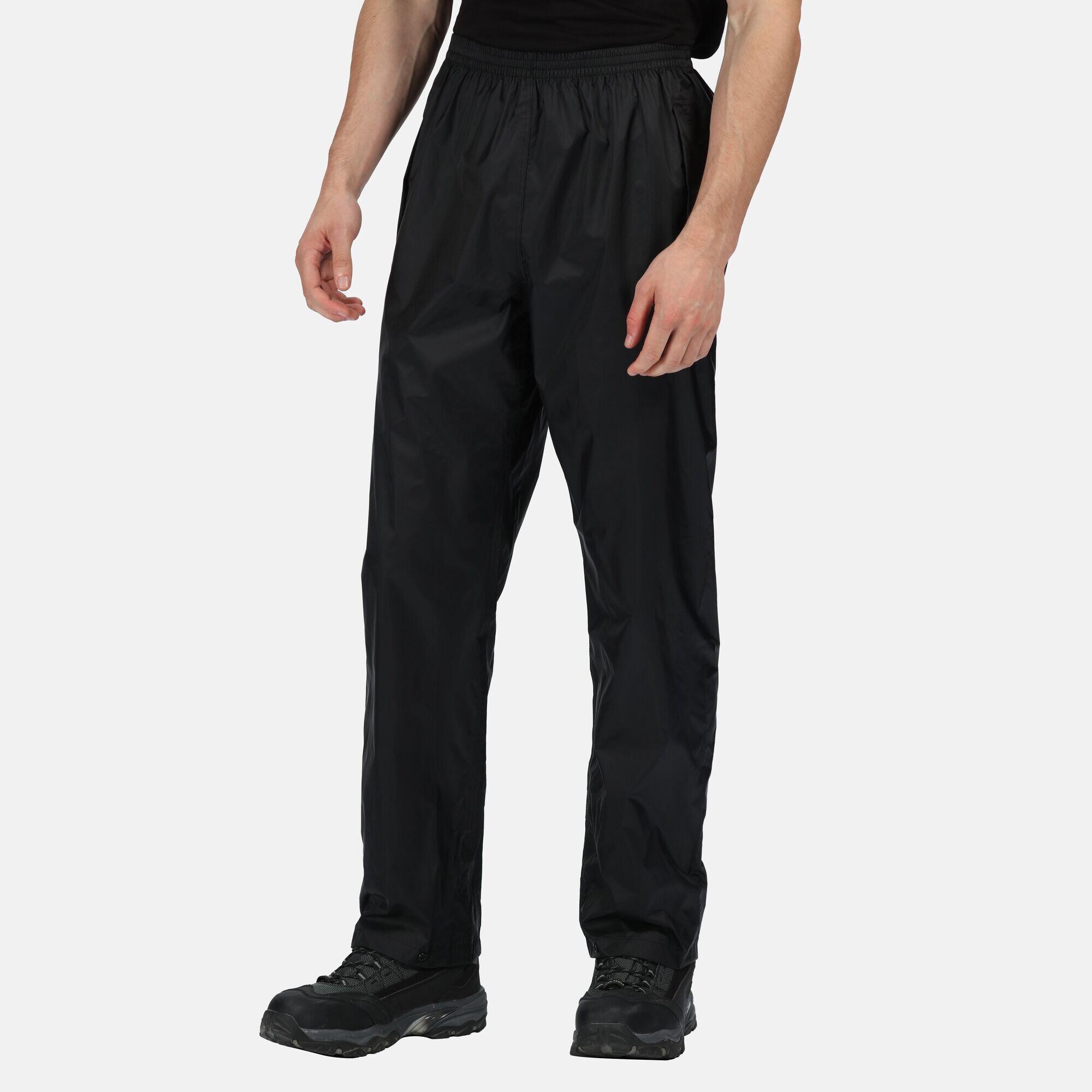 Pro Mens Packaway Waterproof Breathable Overtrousers (Black) 2/4