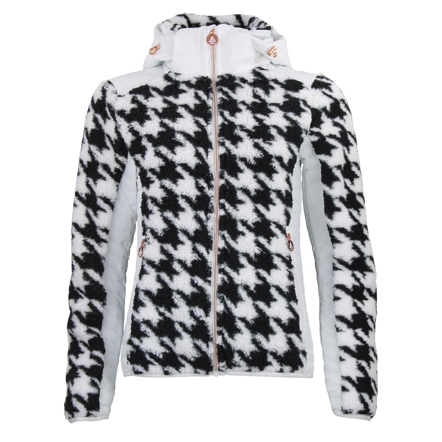 PEAK MOUNTAIN Women's zip-up two-tone hooded fleece with chest badge Peak Mountain