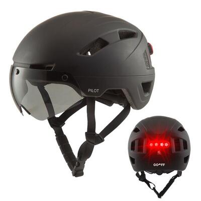 Go-off pilot fietshelm met vizier nta certif. (zwart l)