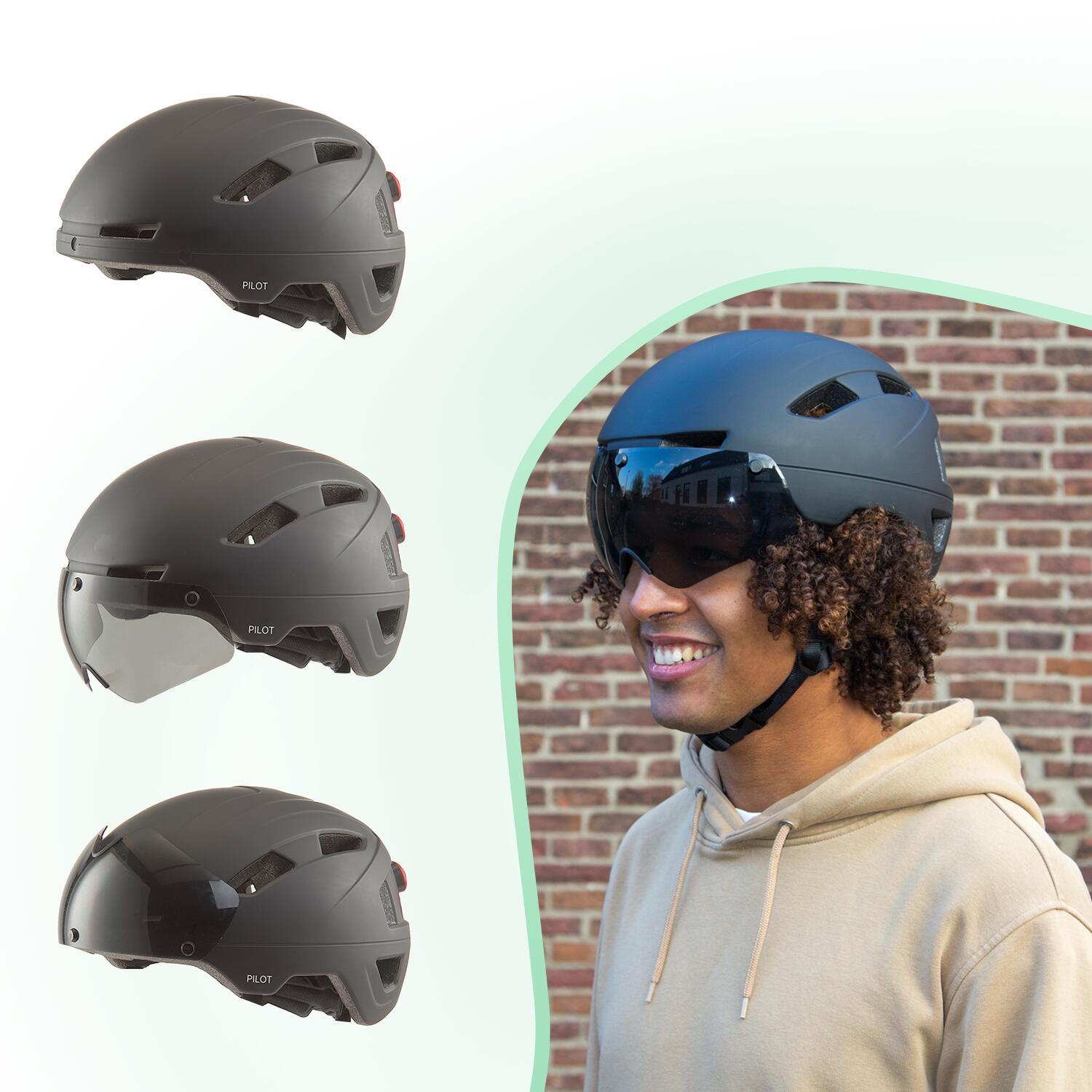 Casque vélo GO-OFF PILOT avec visiere NTA certif. (Noir L) 4/7