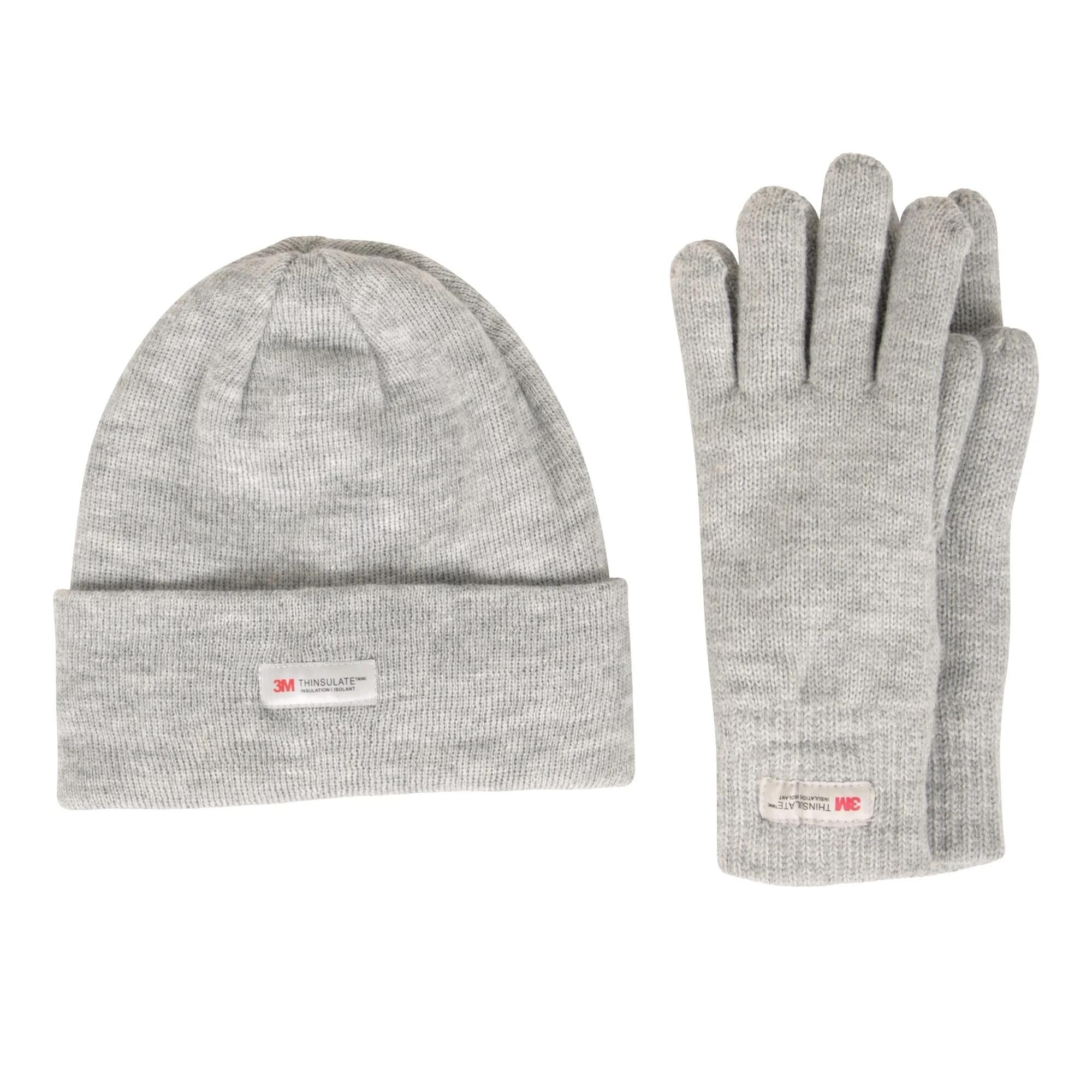 MOUNTAIN WAREHOUSE Womens/Ladies Thinsulate Fleece Beanie & Gloves Set (Light Grey)