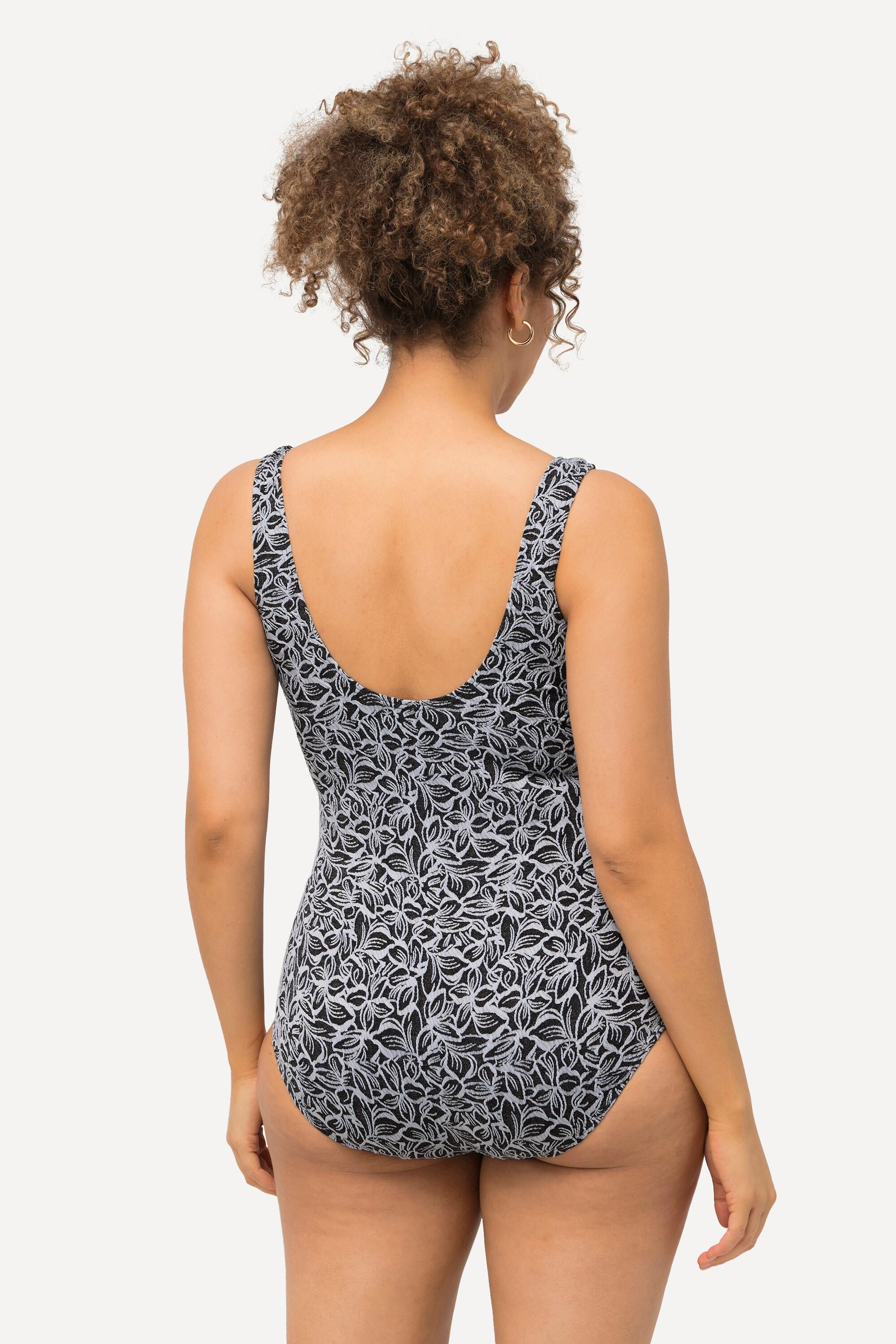 Femme Maillot de bain avec bonnets souples. Imprimé feuillage. 2/6