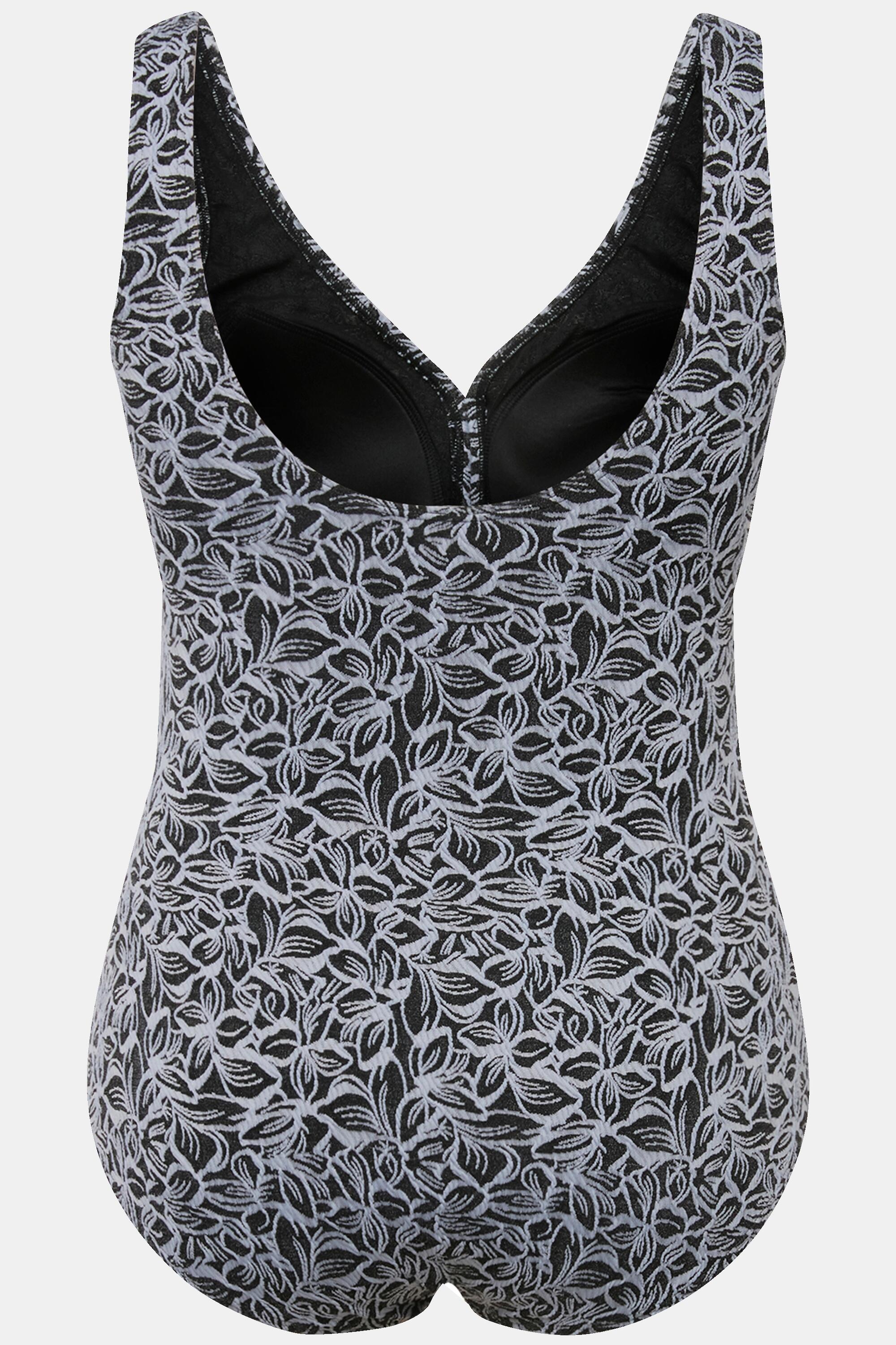Femme Maillot de bain avec bonnets souples. Imprimé feuillage. 6/6