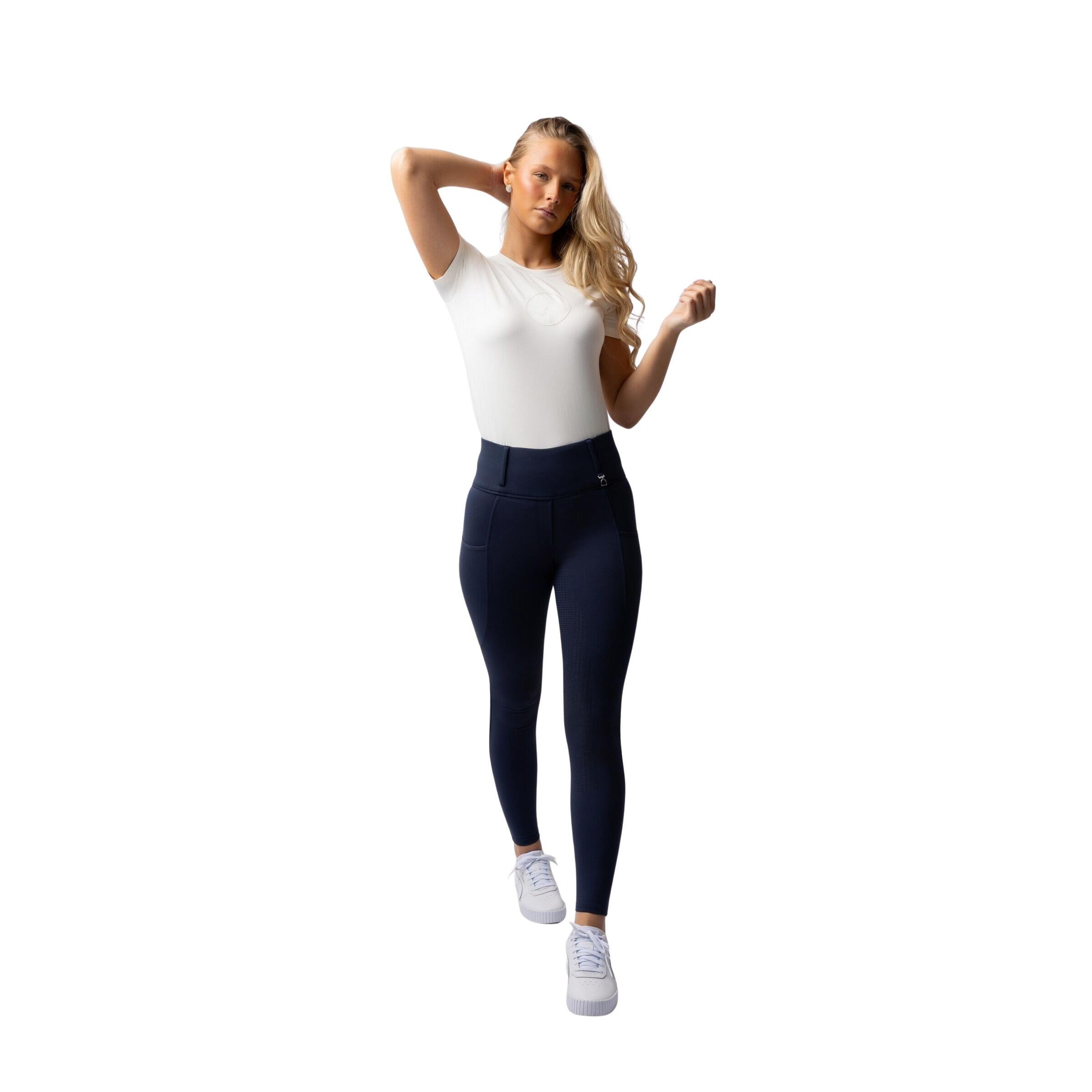 Horze - Legging Équitation Full Grip Femme Horze Mira - Legging - Bleu - Decathlon