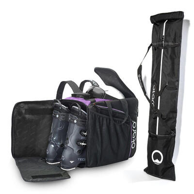 Skischuhtasche Pro 57L + 200cm Skitasche für 1 Paar | SET Felsgrau