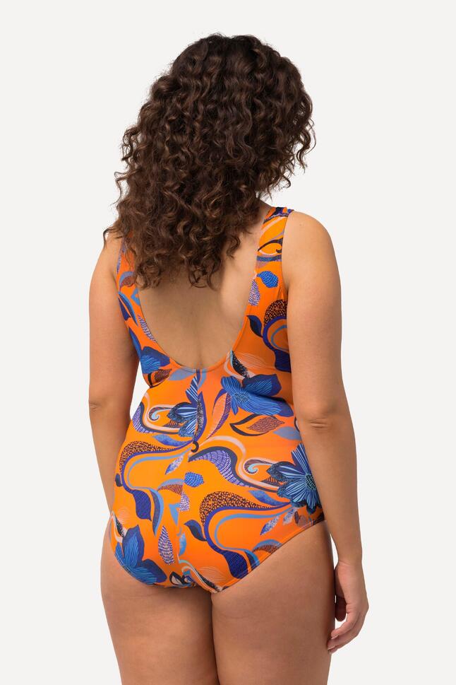 Damski Kostium kąpielowy kwiaty ozdobne tasiemki miękkie miseczki