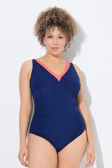 Femme Maillot de bain sans bonnets souples. Décolleté V et matière texturée