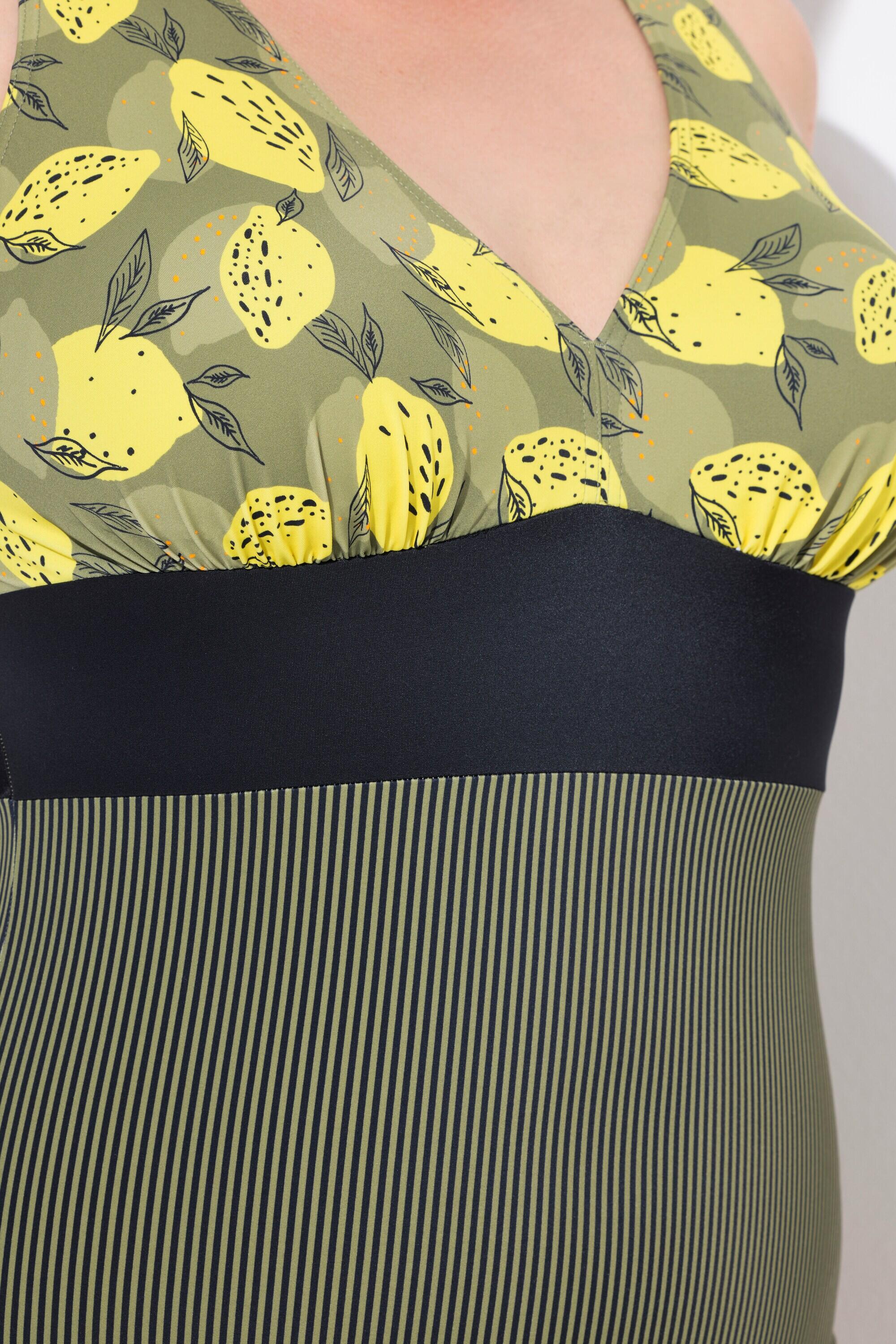 Femme Maillot de bain à bonnets souples. Motifs citrons et bande 4/7