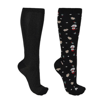 Lange Weihnachtsmuster Reitsocken für Damen QHP