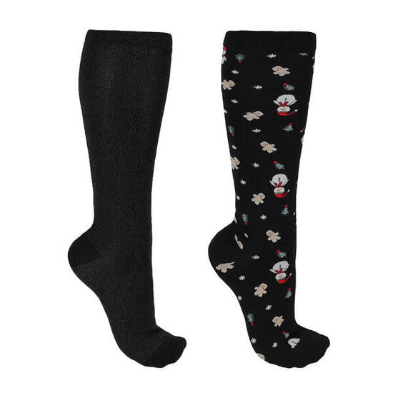 Lange Weihnachtsmuster Reitsocken für Damen QHP