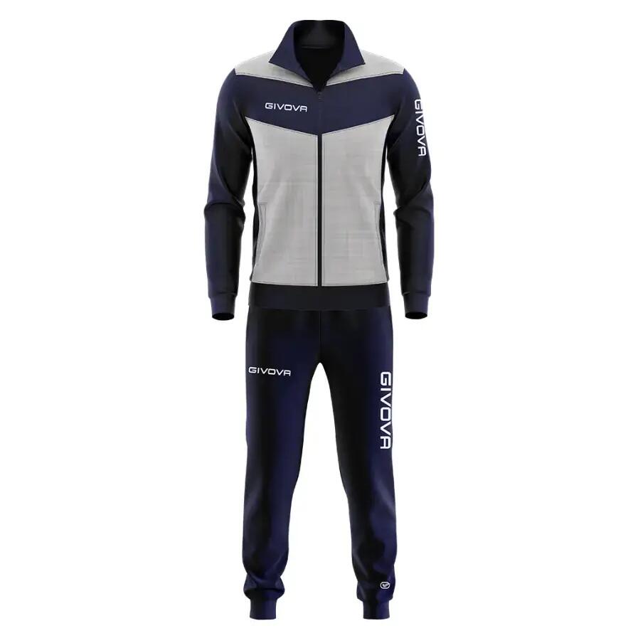Sportset Givova Luxury Gris Claro Melange-Marineblauw