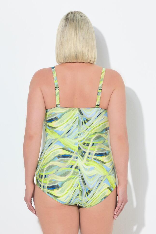 Damski Strój kąpielowy wzór w fale miękkie miseczki zamek błyskawiczny