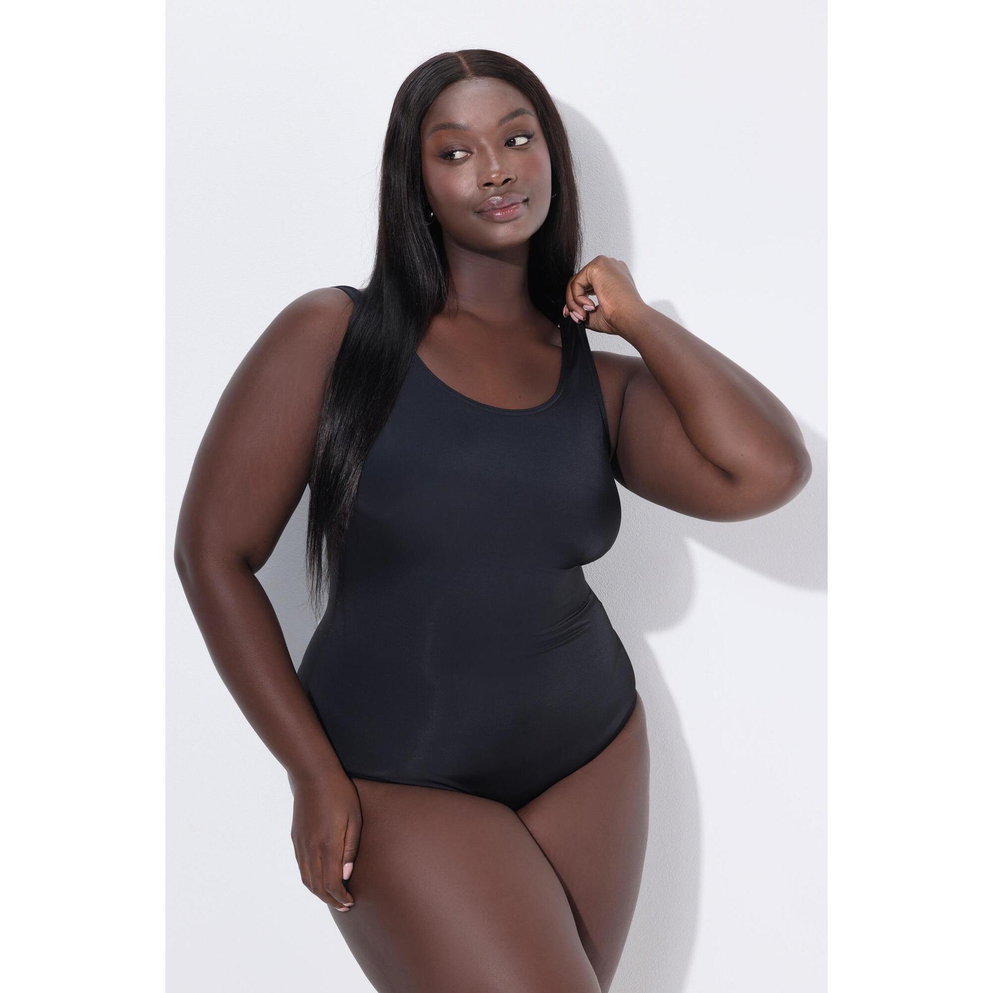 Ulla Popken - Femme Maillot De Bain. Doublure Très Douce. Fronces Sur Les Côtés - Maillot De Bain 1 Pièce - Noir - Decathlon