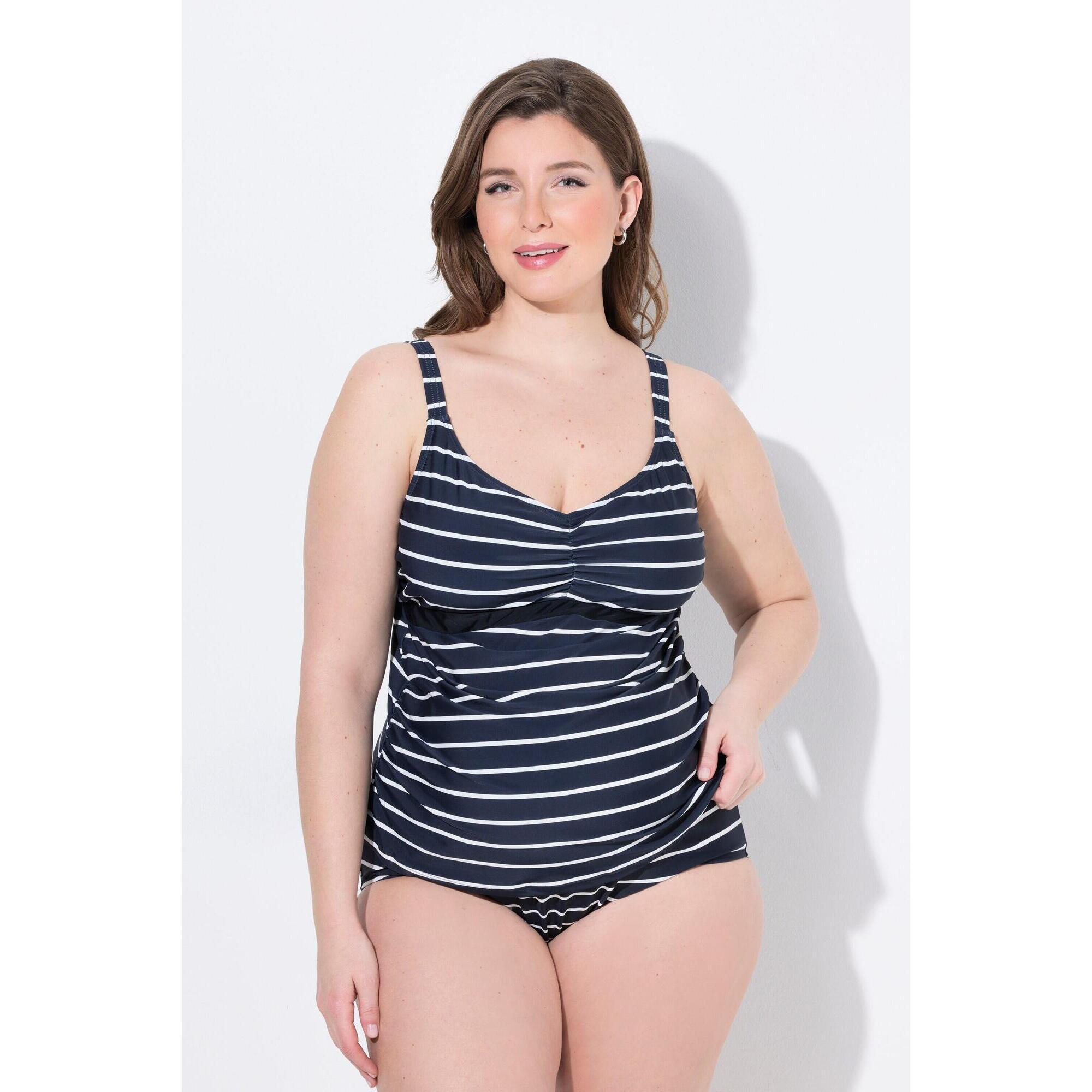Ulla Popken - Femme Haut De Tankini Bellieva. Sans Bonnets Souples. Imprimé Rayé - Maillot De Bain 2 Pièces (bikini) - Bleu - 56 - Decathlon