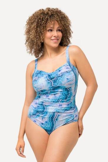 Femme Maillot de bain sans bonnets souples drapé et imprimé marbré
